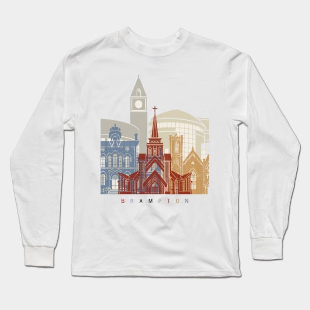 Brampton skyline poster Long Sleeve T-Shirt by PaulrommerArt
